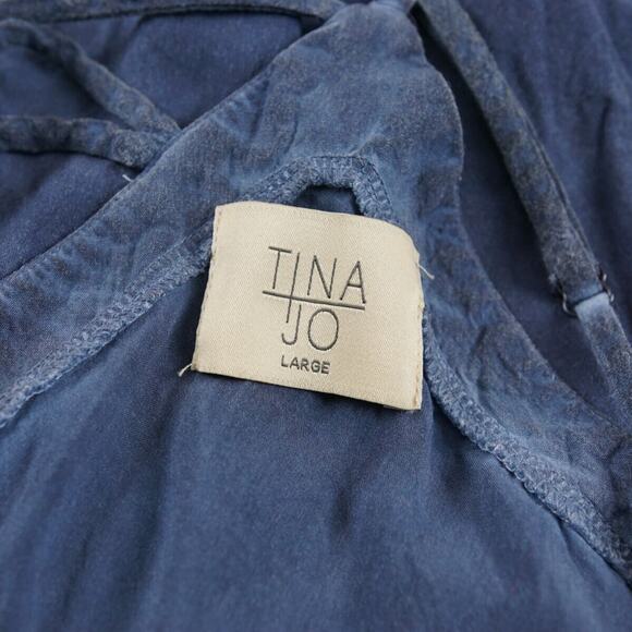 Tina Jo Oil Wash Blue Spaghetti Strap Tank Top Cami Womens Sz L - Picture 3 of 5